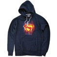 thumbnail image 1 of Superman 2025 Glowing Shield Choices Unisex Adult Slim Fit Pull-Over Heather Hoodie, Navy, Small, 1 of 5