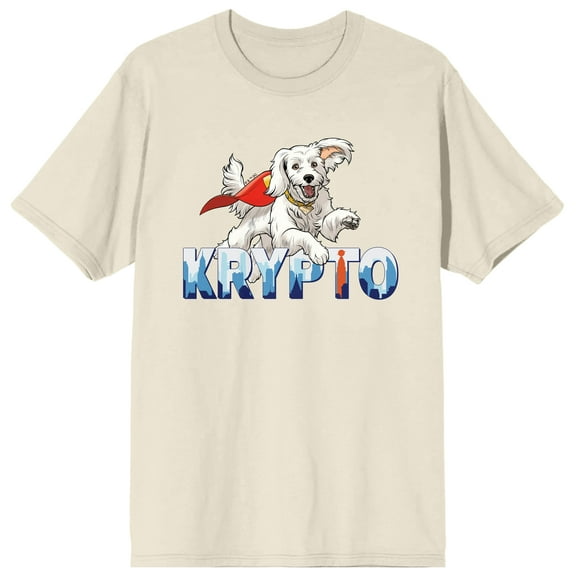 Superman 2025 Leaping Krypto Adult Natural Crew Neck Short Sleeve T-shirt-XXL
