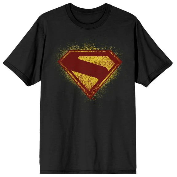 Superman 2025 Logo Adult Black Crew Neck Short Sleeve T-shirt-3XL