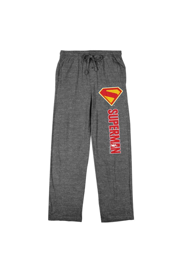 Superman 2025 Logo Adult Gray Heather Sleep Pajama Pants-XXL