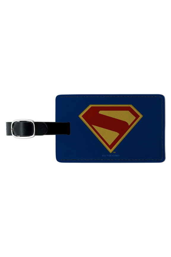 Superman (2025) Logo Rectangle Leather Luggage Card Suitcase Carry-On ID Tag