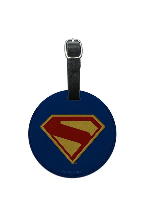 Superman (2025) Logo Round Leather Luggage Card Suitcase Carry-On ID Tag