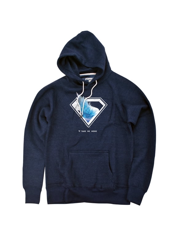 2025 Movie Fortress of Solitude Shield Unisex Adult Slim Fit Pull-Over Heather Hoodie, Navy, Medium