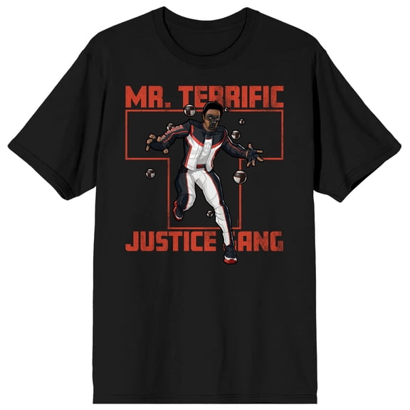 Superman (2025 Movie) Mr Terrific Justice Gang Men's Black Short Sleeve Tee-XXL