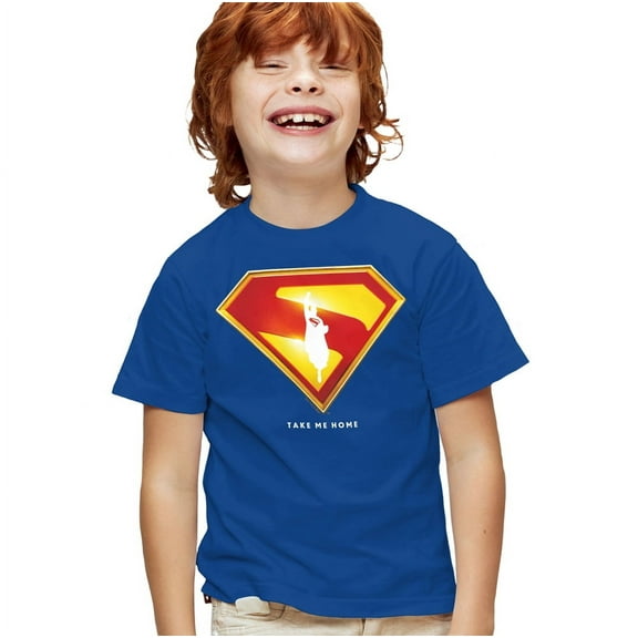 Superman 2025 Movie Take Me Home Shield Kids T Shirt for Youth Boys and Girls