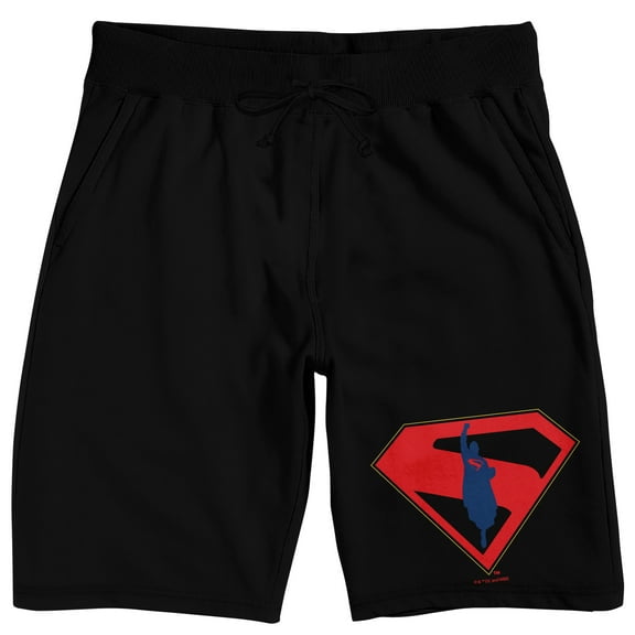 Superman 2025 Silhouette Logo Adult Black Sleep Pajama Shorts-Large