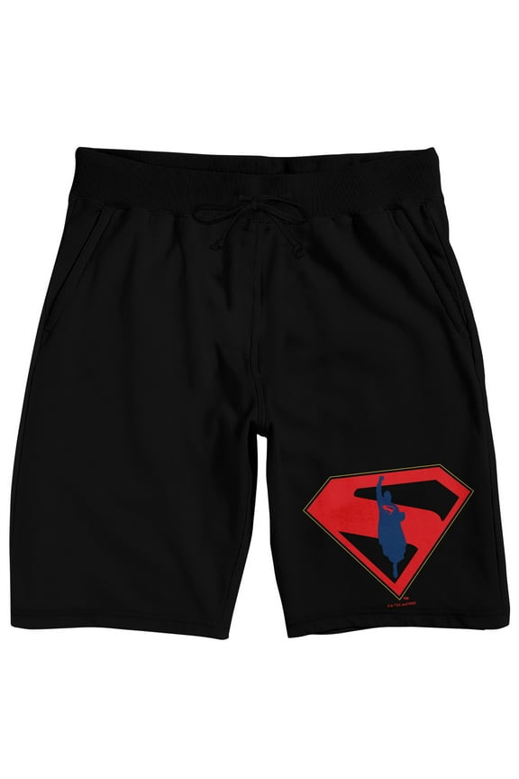 Superman 2025 Silhouette Logo Adult Black Sleep Pajama Shorts-Medium