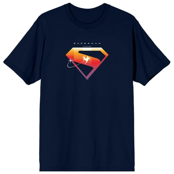 Superman 2025 Silhouette Logo Adult Navy Crew Neck Short Sleeve T-shirt-Small