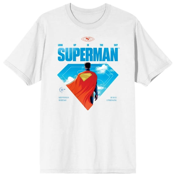 Superman 2025 Sky Logo Adult White Crew Neck Short Sleeve T-shirt-3XL
