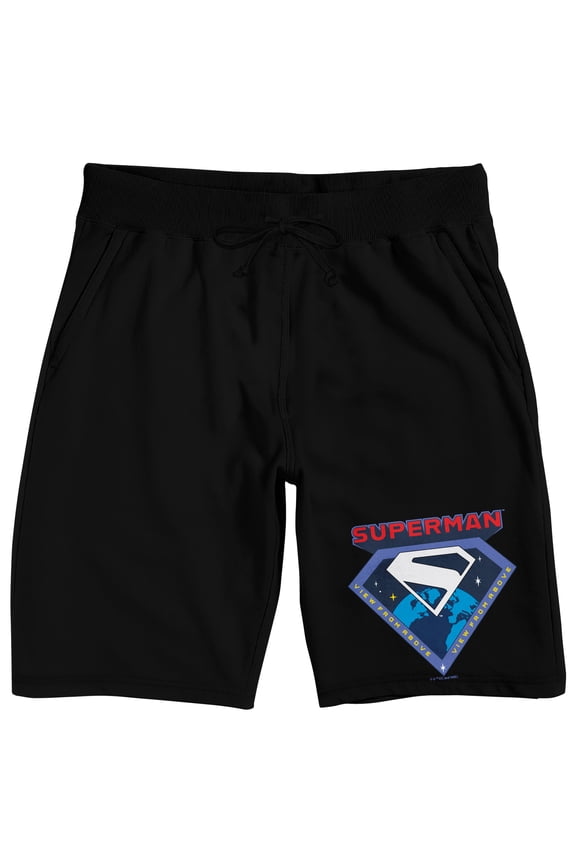Superman 2025 View From Above Adult Black Sleep Pajama Shorts-Large