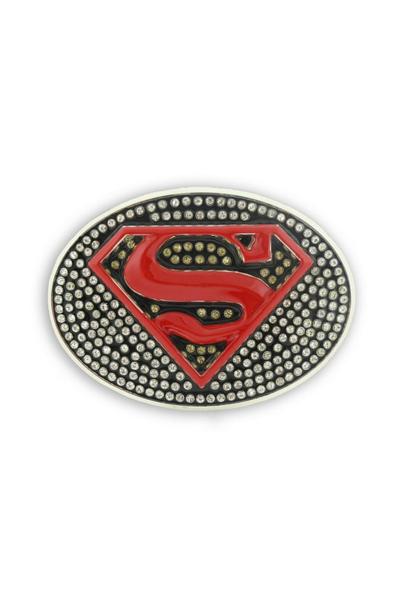 Superman 3d Red Logo Belt Buckle Bling Rhinestones Unisex Heavy Metal Costume Party New Big
