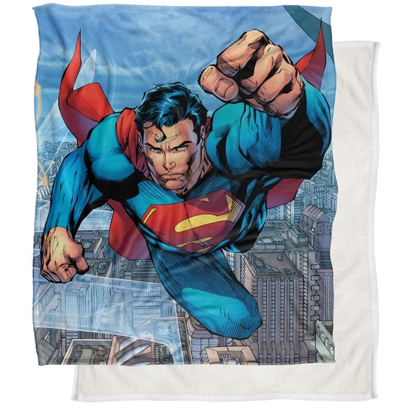 Superman, 50"x60", Blue Sky Superman Silky Touch Sherpa Back Super Soft Throw Blanket