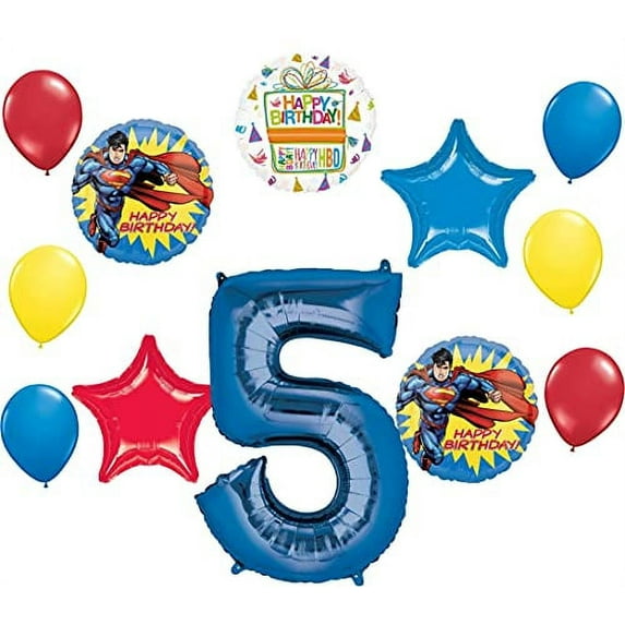 Superman 5th Birthday Party Supplies Superhero Balloon Bouquet Decorations