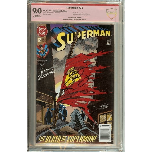 Superman #75 CBCS 9.0 Signed Dan Jurgens Brett Breedings