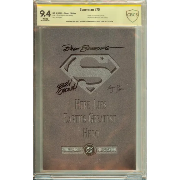 Superman #75 Polybag Edition CBCS 9.4 Signed
