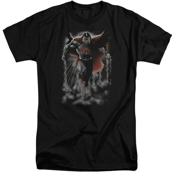 Superman Above The Clouds Adult Tall T-Shirt Black