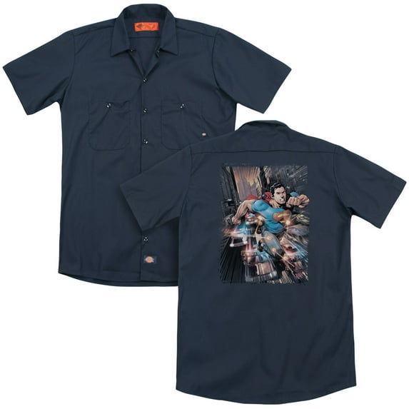 Superman/Action Comics #1 (Back Print) Adult Work Shirt Navy