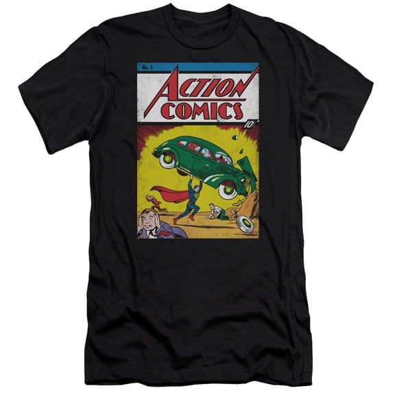 Superman Action No. 1 Adult 30/1 T-Shirt Navy