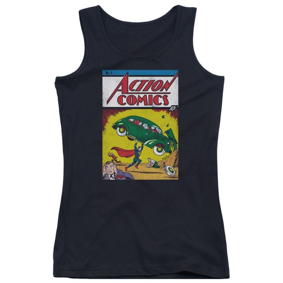 Superman Action No. 1 Junior Women's Tank Top Navy