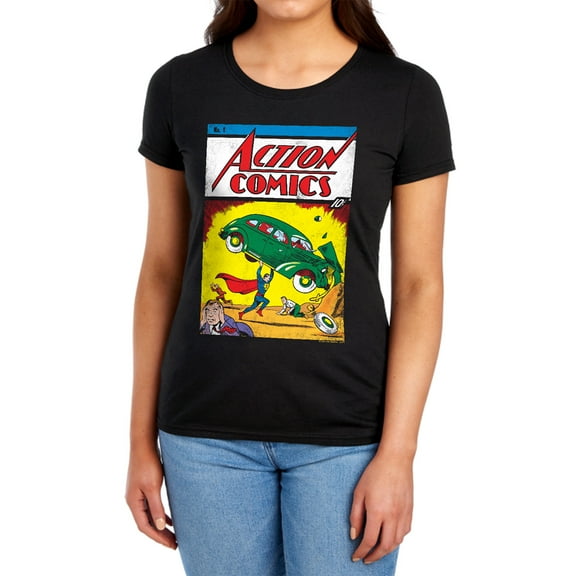 Superman Action No. 1 Women's T Shirt, Black, Small