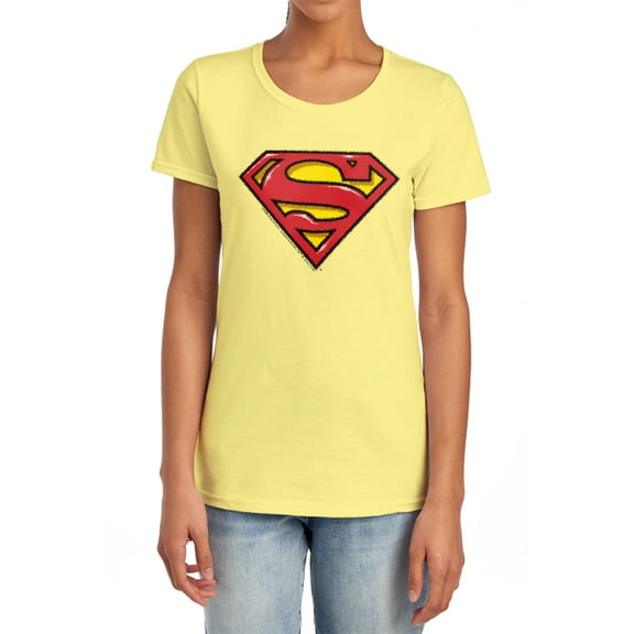 Superman Airbrush Shield Women's T Shirt, Banana, Large