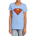 thumbnail image 1 of Superman Airbrush Shield Women's T Shirt, Light Blue, Large, 1 of 6
