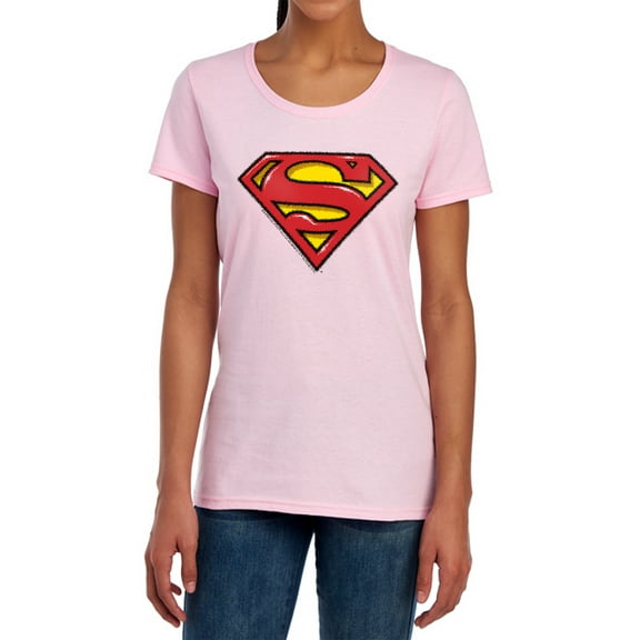 Superman Airbrush Shield Women's T Shirt, Pink, X-Large