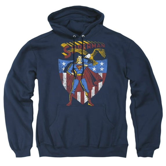 Superman All American Adult Pullover Hoodie Sweatshirt Navy