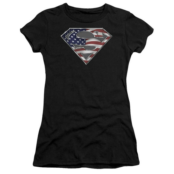 Superman All American Shield Junior Women's T-Shirt Sheer Black