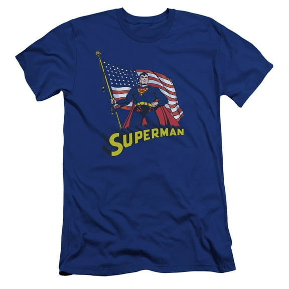 Superman - American Flag - Premium Slim Fit Short Sleeve Shirt - Medium