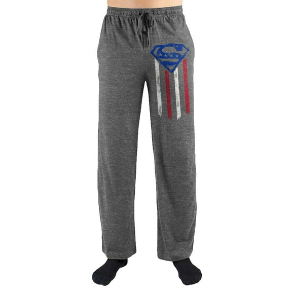 Superman American Flag Shield Print Men's Sleepwear Sleep Pajama Pants Small