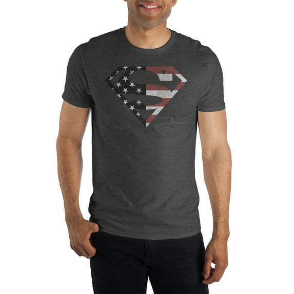 Superman Americana Grey Logo T-Shirt-XX-Large