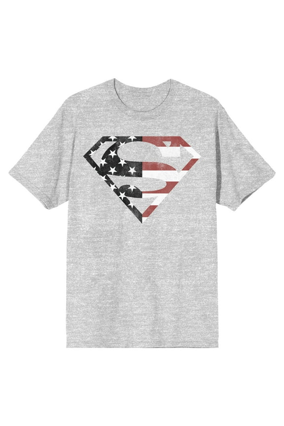 Superman Americana Logo Mens Athletic Heather Graphic Tee - S
