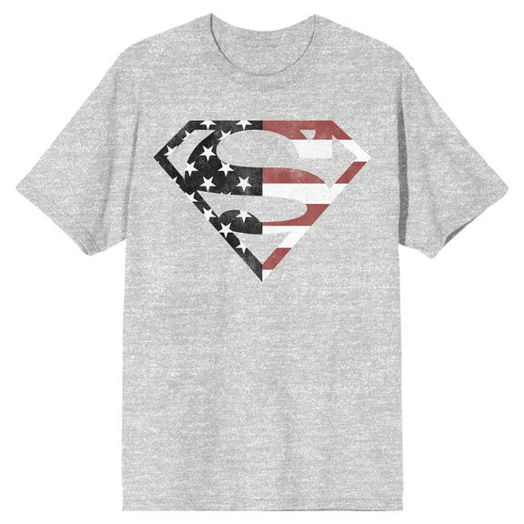 Superman Americana Logo Mens Athletic Heather Graphic Tee - XL