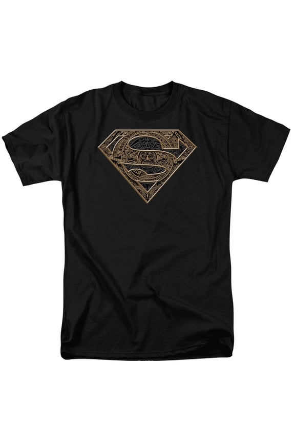 DC Comics - Superman - Aztec Shield - Adult Unisex Short Sleeve T-Shirt - Black