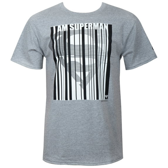 Superman Barcode Men's Grey T-Shirt-Small