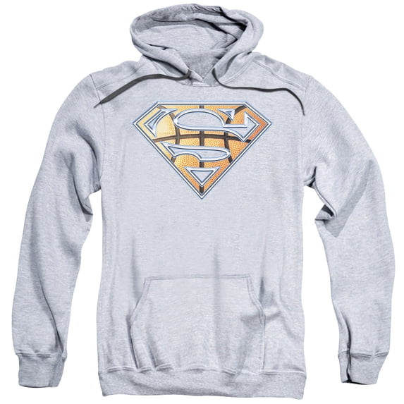 Superman Basketball Shield Adult Pullover Hoodie Sweatshirt Athletic Heather