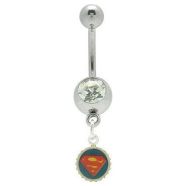 8-Piece Belly Button Ring Set – Curved Barbell, 14g, Surgical Steel With CZ, Navel Dangle Piercing