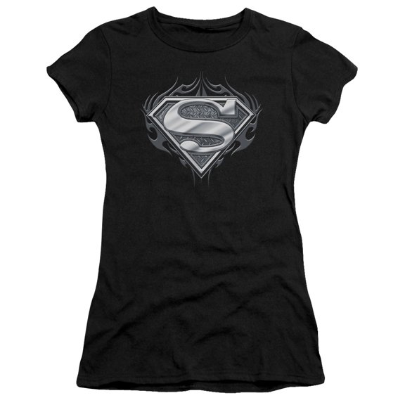 Superman Biker Metal Junior Women's T-Shirt Sheer Black