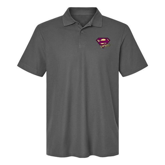 Superman Bizarro Shield Logo Cotton Polo Shirt, Charcoal, Small