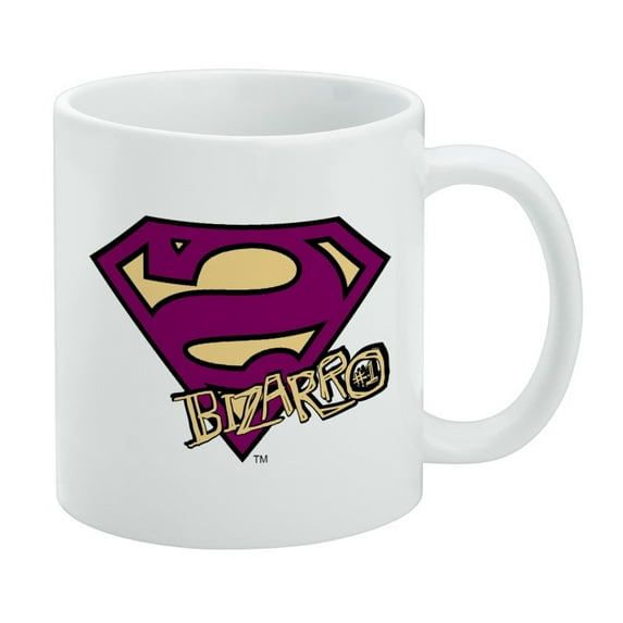 Superman Bizarro Shield Logo White Mug