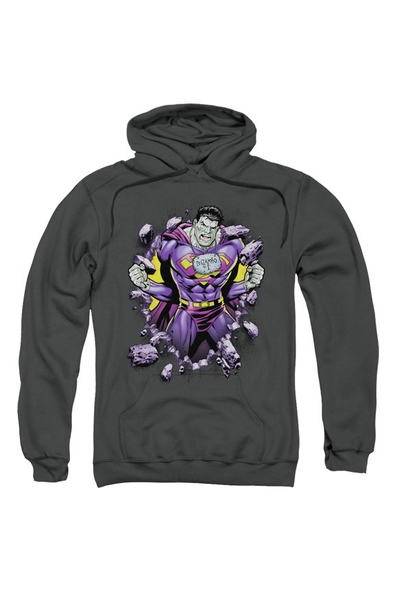 Superman Bizzaro Breakthrough Adult Pullover Hoodie Sweatshirt Charcoal