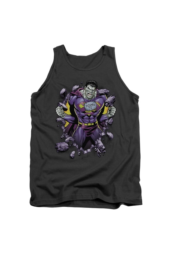 Superman Bizzaro Breakthrough Adult Tank Top Charcoal