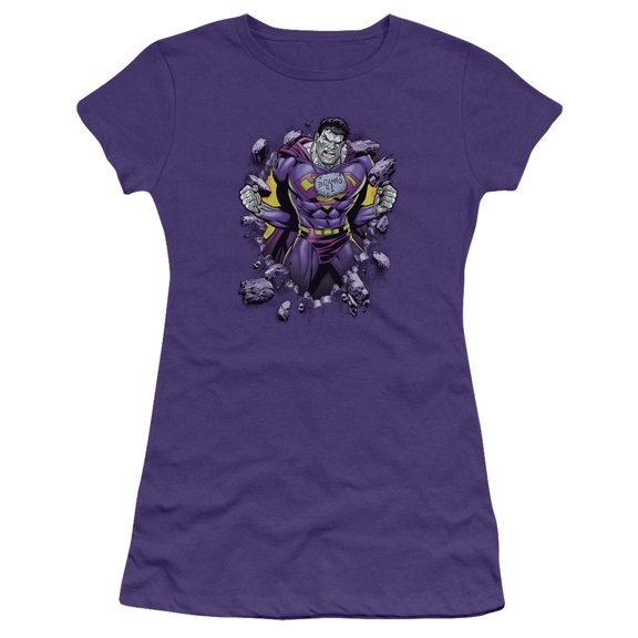 Superman Bizzaro Breakthrough Junior Women's T-Shirt Sheer Purple