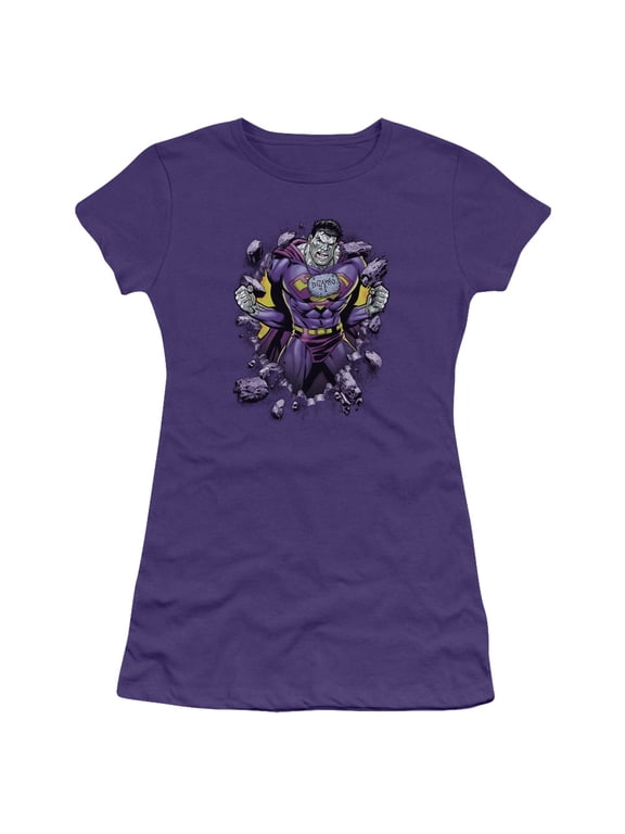 Superman Bizzaro Breakthrough Junior Women's T-Shirt Sheer Purple