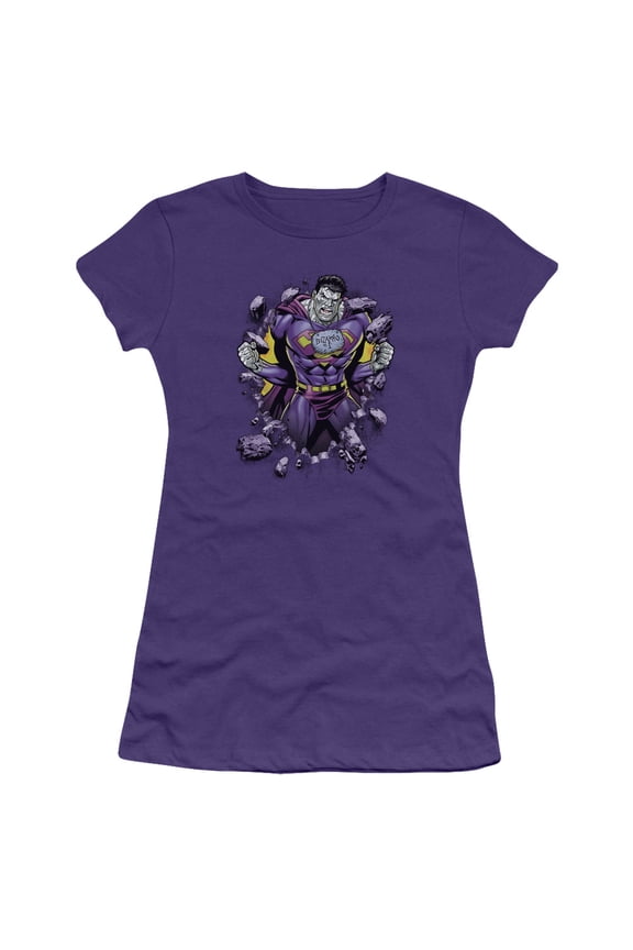 Superman Bizzaro Breakthrough Junior Women's T-Shirt Sheer Purple