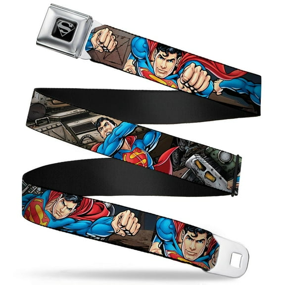 Superman Black Silver Superman Action Metropolis Face Off Webbing Seatbelt Seatbelt Belt Standard