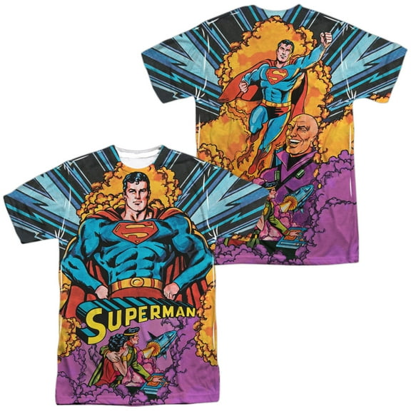 Superman Blast Off Unisex Adult Sublimated Costume T Shirt (Front/Back), X-Large Multicolor