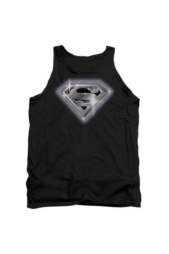 Superman Bling Shield Adult Tank Top Black