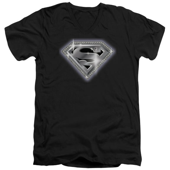 Superman - Bling Shield - Slim Fit V Neck Shirt - Small